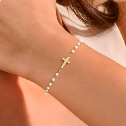 Perlen Kreuz Armband