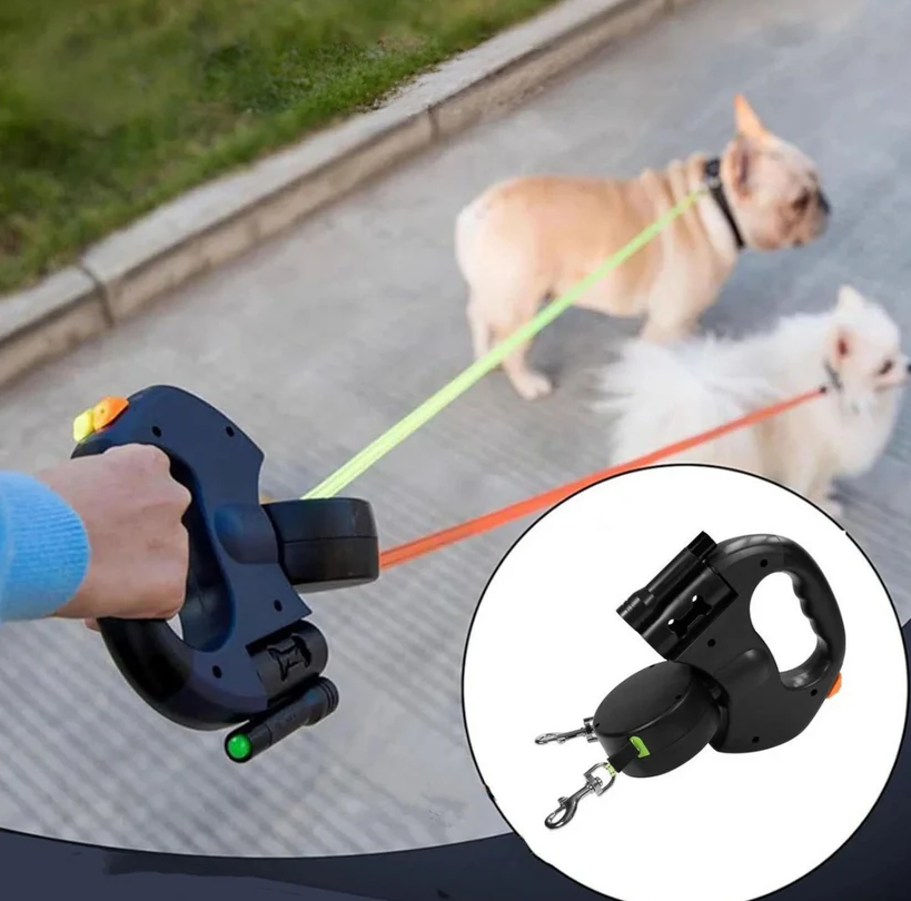 Zwillingshundeleine mit LED Licht